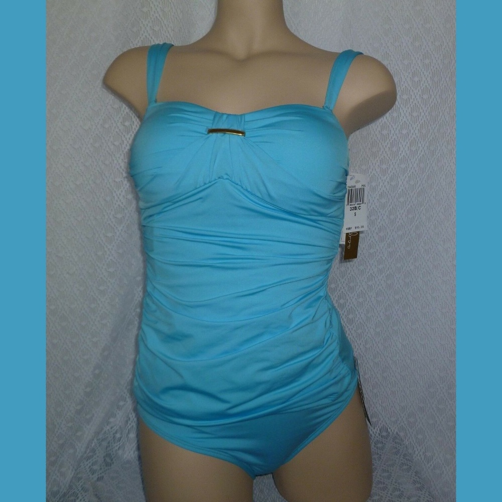 Bamboo NWT Blue Tankini Swimsuit Top 32 B/C Bottom Medium